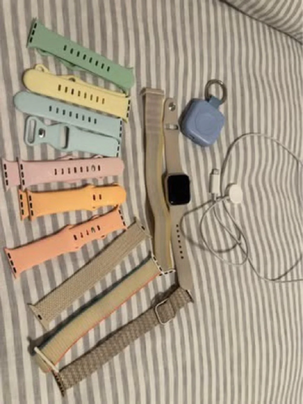 Apple Watch with Pastel Silicone and Woven Bands